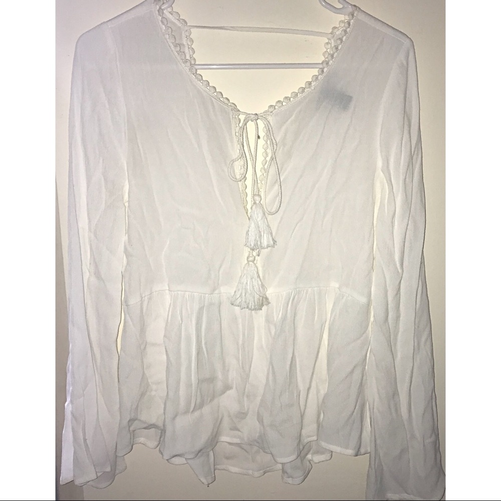 Boho white bell sleeved top